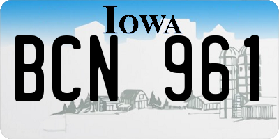 IA license plate BCN961