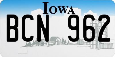 IA license plate BCN962