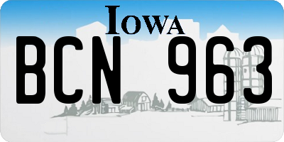 IA license plate BCN963