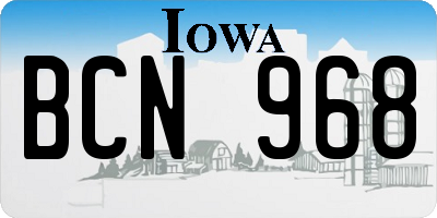 IA license plate BCN968