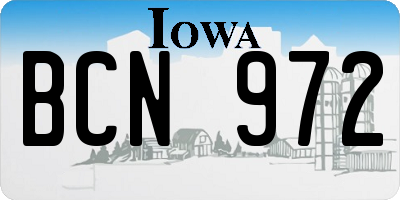IA license plate BCN972