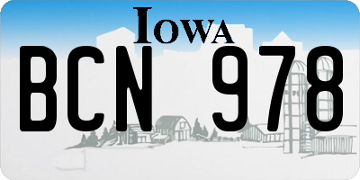 IA license plate BCN978