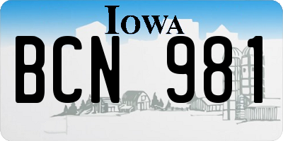 IA license plate BCN981