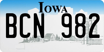IA license plate BCN982