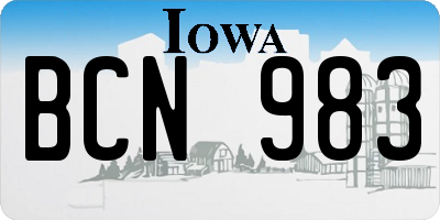 IA license plate BCN983