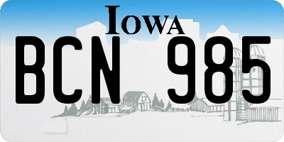 IA license plate BCN985