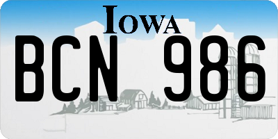IA license plate BCN986