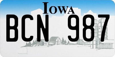 IA license plate BCN987