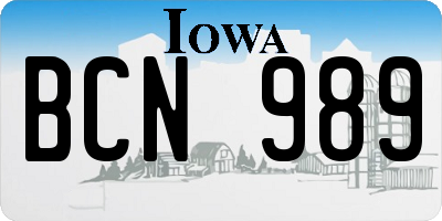 IA license plate BCN989