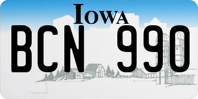 IA license plate BCN990