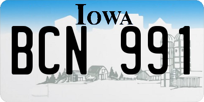 IA license plate BCN991
