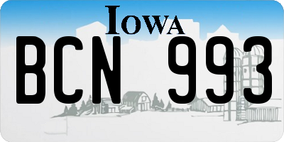 IA license plate BCN993