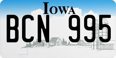 IA license plate BCN995