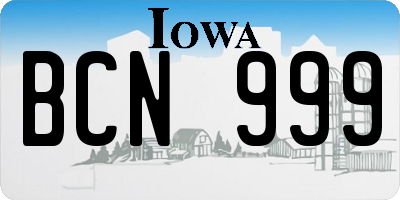 IA license plate BCN999