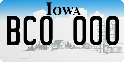 IA license plate BCO000