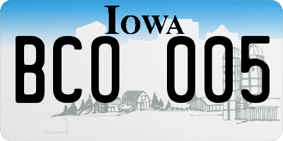 IA license plate BCO005