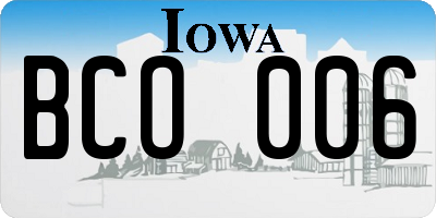 IA license plate BCO006