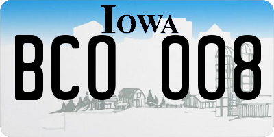 IA license plate BCO008