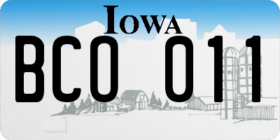 IA license plate BCO011