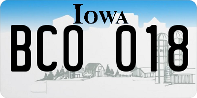 IA license plate BCO018