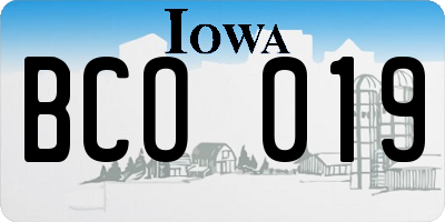 IA license plate BCO019