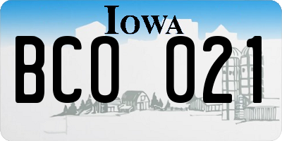 IA license plate BCO021