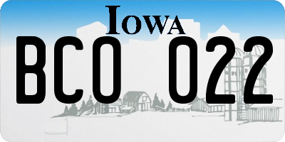 IA license plate BCO022
