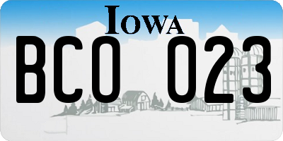 IA license plate BCO023
