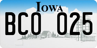 IA license plate BCO025