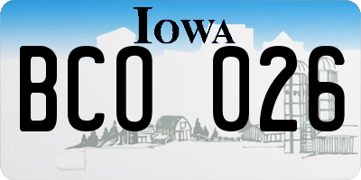 IA license plate BCO026
