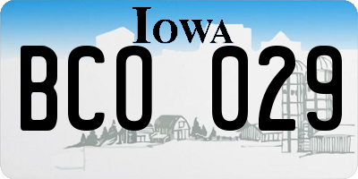 IA license plate BCO029