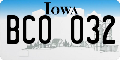 IA license plate BCO032