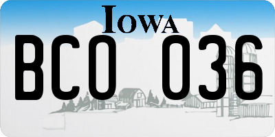 IA license plate BCO036