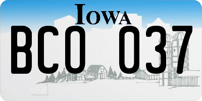 IA license plate BCO037