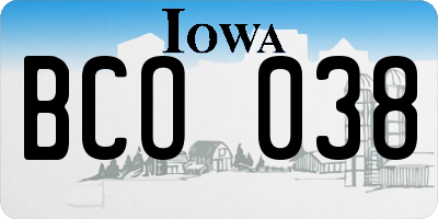 IA license plate BCO038