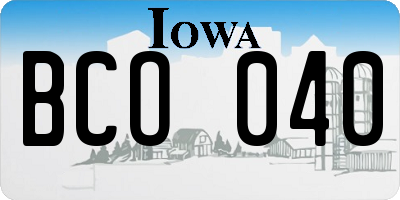 IA license plate BCO040