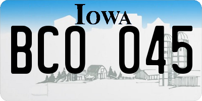 IA license plate BCO045