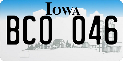 IA license plate BCO046
