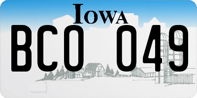 IA license plate BCO049
