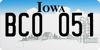 IA license plate BCO051