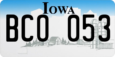 IA license plate BCO053