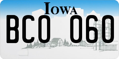 IA license plate BCO060