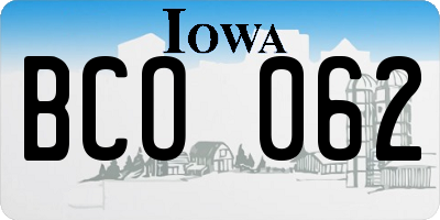 IA license plate BCO062