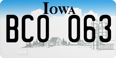 IA license plate BCO063