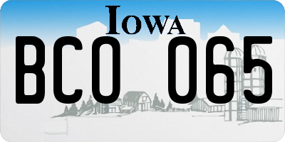IA license plate BCO065
