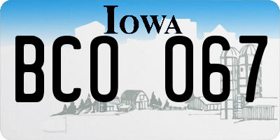 IA license plate BCO067