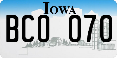 IA license plate BCO070