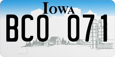 IA license plate BCO071
