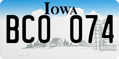 IA license plate BCO074