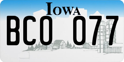 IA license plate BCO077